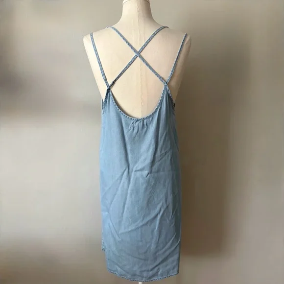 Twik Simons Light Denim Tank Dress Size L Racerback A-Line Knee Length - Picture 3 of 11